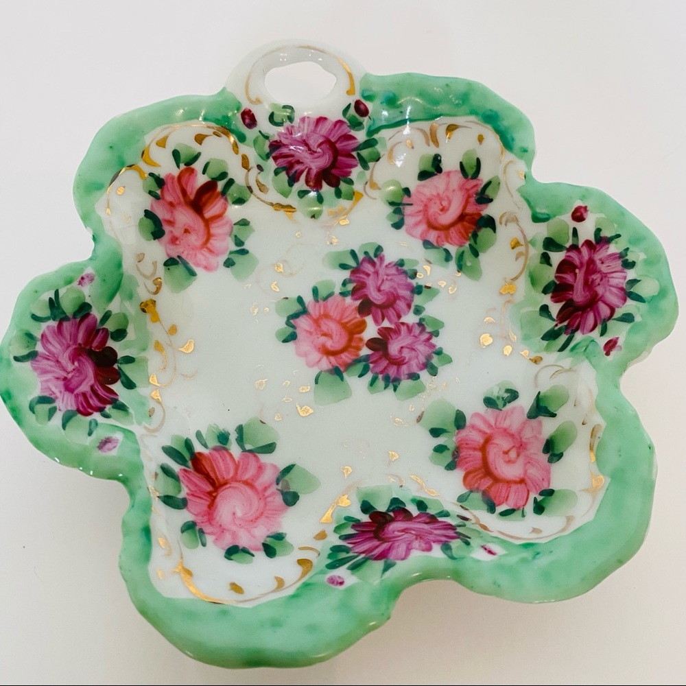 Vintage hand painted trinket dish porcelain